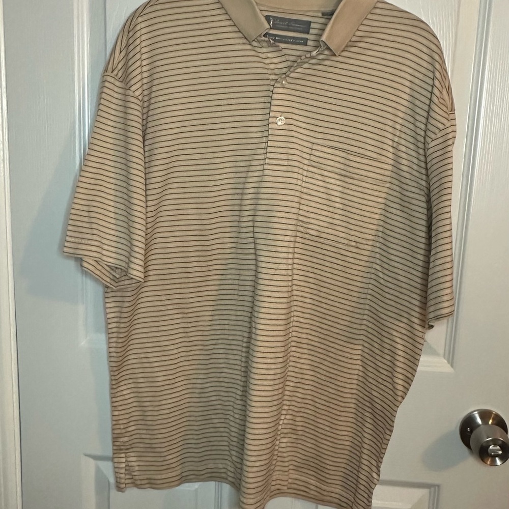 Classic Striped Polo Shirt - Tan